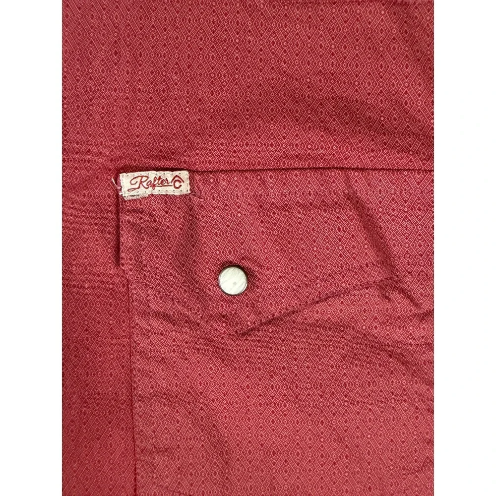 Rafter C Cowboy Collection ProFlex45 Western Pearl Snap‎ Cotton Red Mens XXL